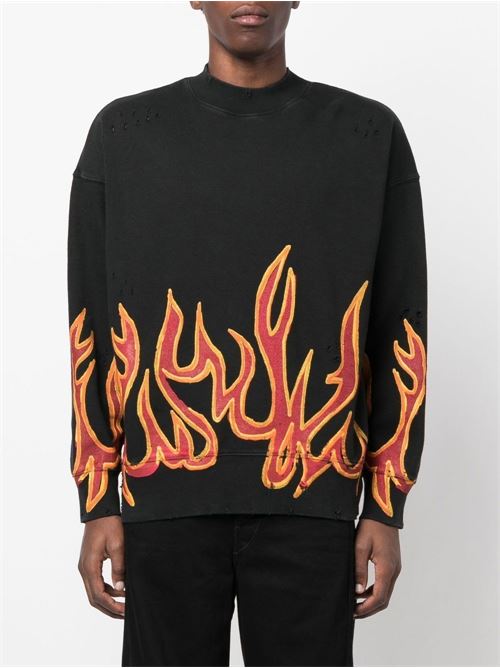 Graffiti Flame Sweatshirt PALM ANGELS | PMBA065F22FLE0051025